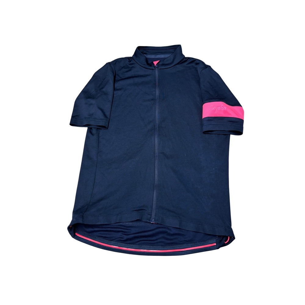 Rapha SS Classic Jersey II Navy Blue Pink Merino Wool Cycling Top Mens Medium